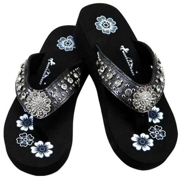 black bling flip flops